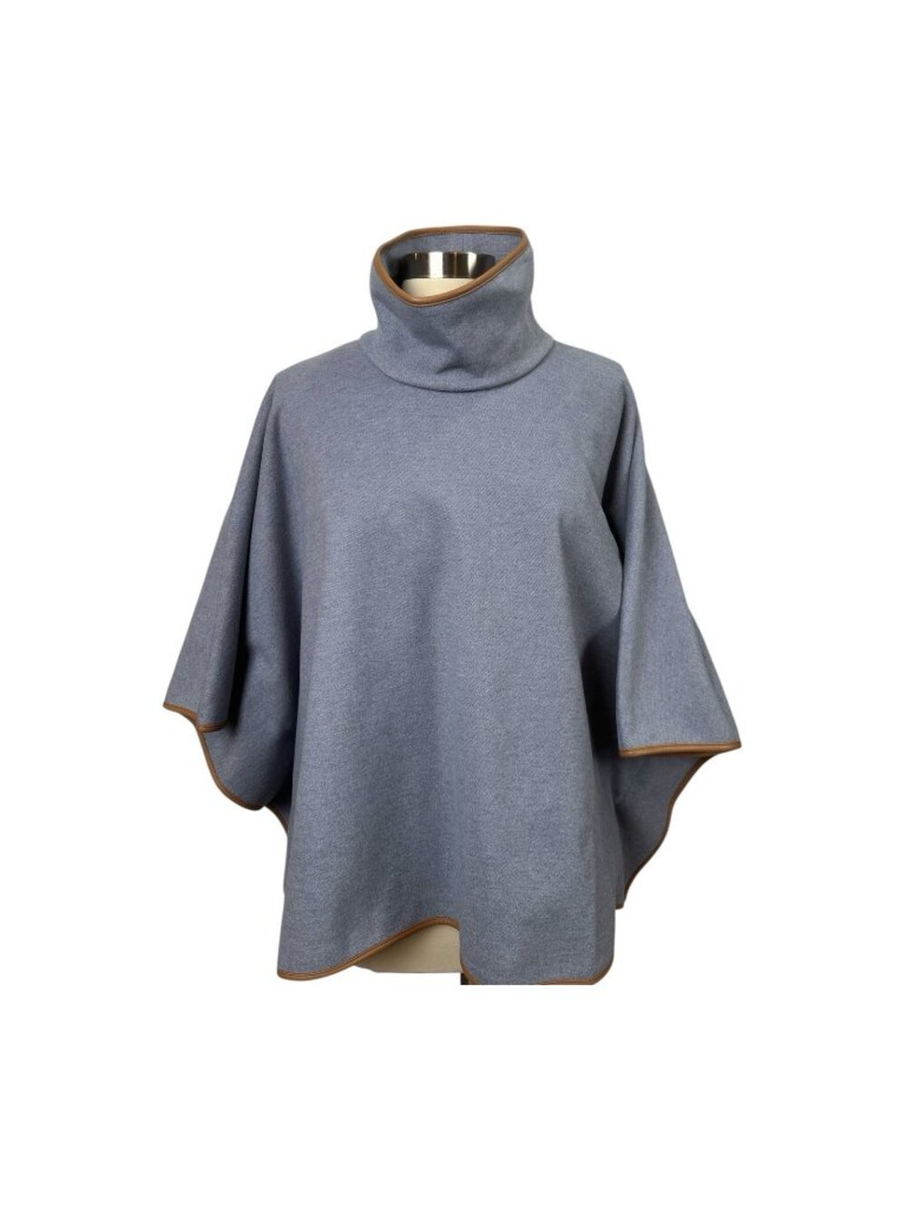 Tuckernuck Poncho Cape OS Gray Knit Turtleneck Cozy Women Minimalist Classic